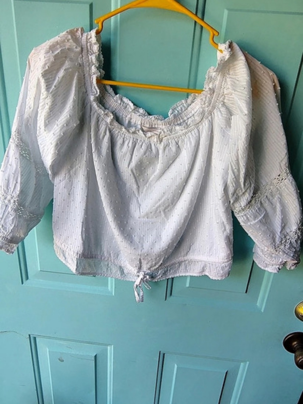 LC Lauren Conrad White Puff Sleeve Blouse Size Small Like New